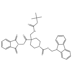 4-(1,3-dioxo-2,3-dihydro-1H-isoindol-2-yl) 1-(9H-fluoren-9-yl)methyl 4-({[(tert-butoxy)carbonyl]amino}methyl)piperidine-1,4-dicarboxylate结构式
