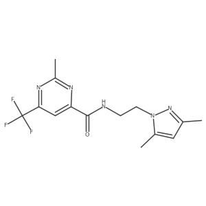 N-[2-(3,5-dimethyl-1H-pyrazol-1-yl)ethyl]-2-methyl-6-(trifluoromethyl)pyrimidine-4-carboxamide结构式