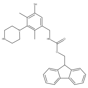 (9H-fluoren-9-yl)methyl N-{[2,4-dimethyl-3-(piperazin-1-yl)-5-sulfanylphenyl]methyl}carbamate Structure