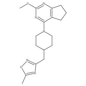 1-[(5-methyl-1,2,4-oxadiazol-3-yl)methyl]-4-[2-(methylsulfanyl)-5H,6H,7H-cyclopenta[d]pyrimidin-4-yl]piperazine Structure