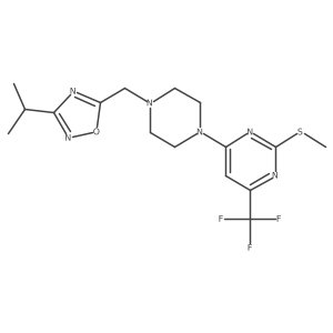 2-(Methylsulfanyl)-4-(4-{[3-(propan-2-yl)-1,2,4-oxadiazol-5-yl]methyl}piperazin-1-yl)-6-(trifluoromethyl)pyrimidine Structure