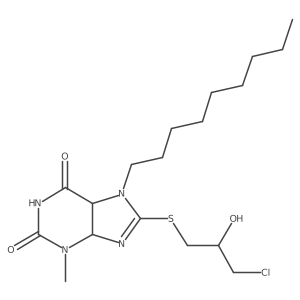 8-(3-Chloro-2-hydroxypropyl)sulfanyl-3-methyl-7-nonyl-4,5-dihydropurine-2,6-dione结构式