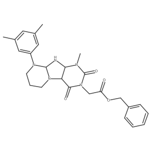 benzyl 2-[9-(3,5-dimethylphenyl)-1-methyl-2,4-dioxo-6,7,8,9a,10,10a-hexahydro-4aH-purino[7,8-a]pyrimidin-3-yl]acetate结构式