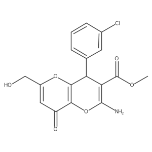 Methyl 2-amino-4-(3-chlorophenyl)-6-(hydroxymethyl)-8-oxo-4,8-dihydropyrano[3,2-b]pyran-3-carboxylate结构式