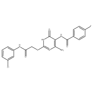 N-(4-amino-2-((2-((3-chlorophenyl)amino)-2-oxoethyl)thio)-6-oxo-1,6-dihydropyrimidin-5-yl)-4-fluorobenzamide Structure