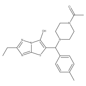 1-(4-((2-Ethyl-6-hydroxythiazolo[3,2-b][1,2,4]triazol-5-yl)(p-tolyl)methyl)piperazin-1-yl)ethanone结构式