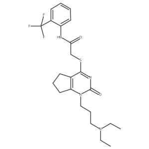 2-((1-(3-(diethylamino)propyl)-2-oxo-2,5,6,7-tetrahydro-1H-cyclopenta[d]pyrimidin-4-yl)thio)-N-(2-(trifluoromethyl)phenyl)acetamide Structure