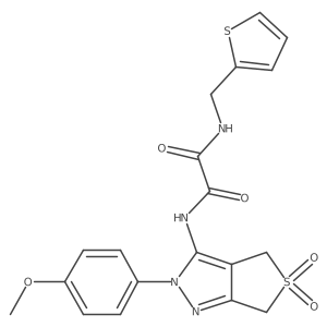N1-(2-(4-methoxyphenyl)-5,5-dioxido-4,6-dihydro-2H-thieno[3,4-c]pyrazol-3-yl)-N2-(thiophen-2-ylmethyl)oxalamide结构式