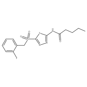 N-(5-((2-fluorobenzyl)sulfonyl)-1,3,4-thiadiazol-2-yl)pentanamide结构式