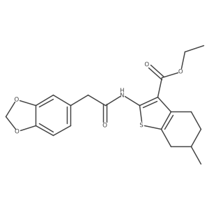 Ethyl 2-(2-(benzo[d][1,3]dioxol-5-yl)acetamido)-6-methyl-4,5,6,7-tetrahydrobenzo[b]thiophene-3-carboxylate Structure
