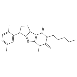 8-(2,5-Dimethylphenyl)-1-methyl-3-pentyl-1,3,5-trihydroimidazolidino[1,2-h]pur ine-2,4-dione Structure