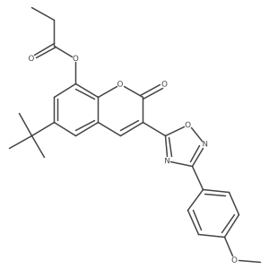 6-(tert-butyl)-3-(3-(4-methoxyphenyl)-1,2,4-oxadiazol-5-yl)-2-oxo-2H-chromen-8-yl propionate Structure
