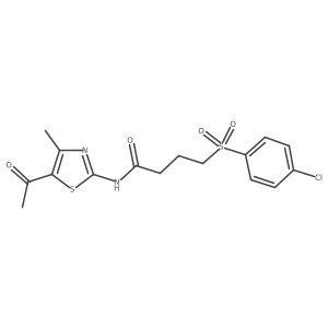 N-(5-acetyl-4-methylthiazol-2-yl)-4-((4-chlorophenyl)sulfonyl)butanamide结构式