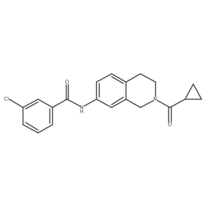 3-chloro-N-(2-(cyclopropanecarbonyl)-1,2,3,4-tetrahydroisoquinolin-7-yl)benzamide结构式