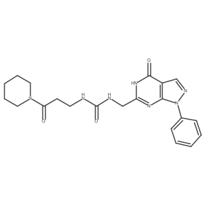 1-[(4-hydroxy-1-phenyl-1H-pyrazolo[3,4-d]pyrimidin-6-yl)methyl]-3-[3-oxo-3-(piperidin-1-yl)propyl]urea结构式