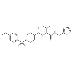 N-{(2S)-1-[(furan-2-ylmethyl)amino]-3-methyl-1-oxobutan-2-yl}-1-[(4-methoxyphenyl)sulfonyl]piperidine-4-carboxamide结构式