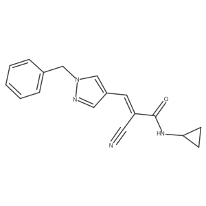3-(1-benzyl-1H-pyrazol-4-yl)-2-cyano-N-cyclopropylprop-2-enamide结构式