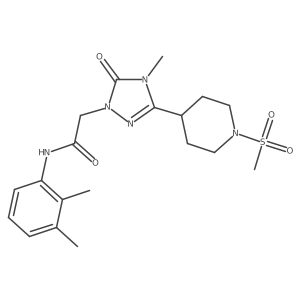 Cc1cccc(NC(=O)Cn2nc(C3CCN(S(C)(=O)=O)CC3)n(C)c2=O)c1C结构式