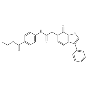 CCOC(=O)c1ccc(NC(=O)Cn2cnc3c(-c4ccccc4)csc3c2=O)cc1结构式