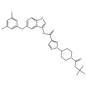 tert-butyl 4-[4-[[5-[(3,5-difluorophenyl)methyl]-1H-indazol-3-yl]carbamoyl]pyrazol-1-yl]piperidine-1-carboxylate结构式