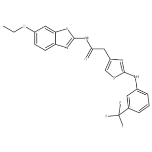 N-(6-ethoxybenzo[d]thiazol-2-yl)-2-(2-((3-(trifluoromethyl)phenyl)amino)thiazol-4-yl)acetamide结构式