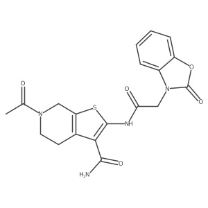 6-acetyl-2-(2-(2-oxobenzo[d]oxazol-3(2H)-yl)acetamido)-4,5,6,7-tetrahydrothieno[2,3-c]pyridine-3-carboxamide结构式