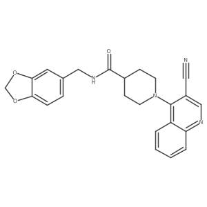 N-(1,3-benzodioxol-5-ylmethyl)-1-(3-cyanoquinolin-4-yl)piperidine-4-carboxamide Structure
