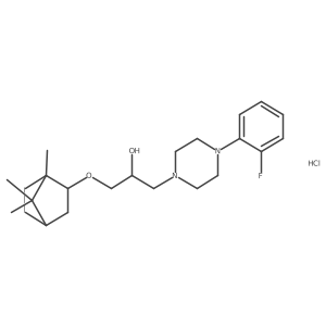 1-Piperazineethanol, 4-(2-fluorophenyl)-alpha-[[(1,7,7-trimethylbicyclo[2.2.1]hept-2-yl)oxy]methyl]-, hydrochloride (1:2)结构式