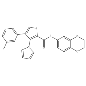 N-(2,3-dihydro-1,4-benzodioxin-6-yl)-4-(3-fluorophenyl)-3-(1H-pyrrol-1-yl)thiophene-2-carboxamide结构式