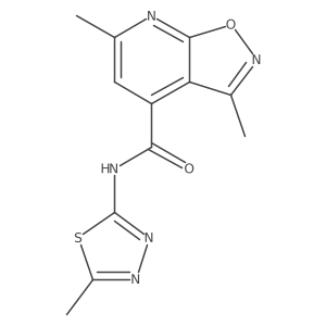 3,6-dimethyl-N-[(2E)-5-methyl-1,3,4-thiadiazol-2(3H)-ylidene][1,2]oxazolo[5,4-b]pyridine-4-carboxamide结构式