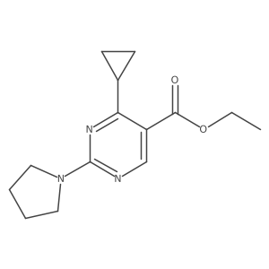 5-Pyrimidinecarboxylic acid, 4-cyclopropyl-2-(1-pyrrolidinyl)-, ethyl ester Structure