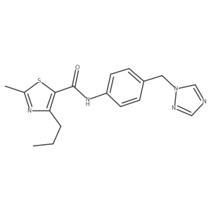 2-methyl-4-propyl-N-[4-(1H-1,2,4-triazol-1-ylmethyl)phenyl]-1,3-thiazole-5-carboxamide结构式