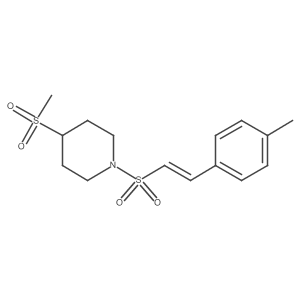 (E)-1-((4-methylstyryl)sulfonyl)-4-(methylsulfonyl)piperidine结构式