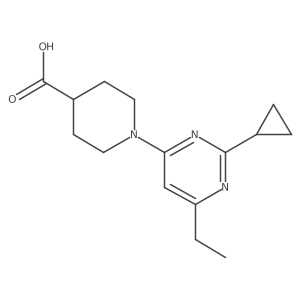 1-(2-Cyclopropyl-6-ethylpyrimidin-4-yl)piperidine-4-carboxylic acid Structure