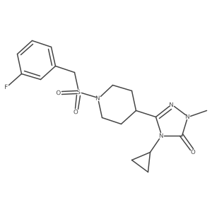 4-cyclopropyl-3-(1-((3-fluorobenzyl)sulfonyl)piperidin-4-yl)-1-methyl-1H-1,2,4-triazol-5(4H)-one结构式