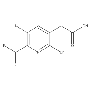 2-(2-Bromo-6-(difluoromethyl)-5-iodopyridin-3-yl)acetic acid结构式