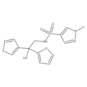 N-(2-hydroxy-2-(thiophen-2-yl)-2-(thiophen-3-yl)ethyl)-1-methyl-1H-pyrazole-4-sulfonamide Structure