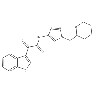 2-(1H-indol-3-yl)-2-oxo-N-(1-((tetrahydro-2H-pyran-2-yl)methyl)-1H-pyrazol-4-yl)acetamide Structure