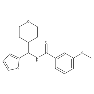 3-(methylsulfanyl)-N-[(oxan-4-yl)(thiophen-2-yl)methyl]benzamide结构式
