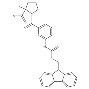 (2S)-1-[6-({[(9H-fluoren-9-yl)methoxy]carbonyl}amino)pyridine-2-carbonyl]-2-methylpyrrolidine-2-carboxylic acid结构式
