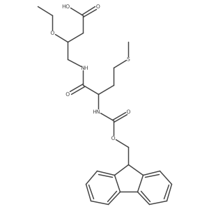 3-ethoxy-4-[(2R)-2-({[(9H-fluoren-9-yl)methoxy]carbonyl}amino)-4-(methylsulfanyl)butanamido]butanoic acid结构式