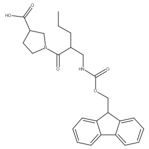 1-{2-[({[(9H-fluoren-9-yl)methoxy]carbonyl}amino)methyl]pentanoyl}pyrrolidine-3-carboxylic acid结构式