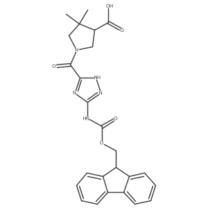 1-[5-({[(9H-fluoren-9-yl)methoxy]carbonyl}amino)-1H-1,2,4-triazole-3-carbonyl]-4,4-dimethylpyrrolidine-3-carboxylic acid Structure