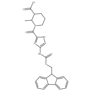 rac-(2R,3R)-1-[5-({[(9H-fluoren-9-yl)methoxy]carbonyl}amino)-1H-1,2,4-triazole-3-carbonyl]-2-methylpiperidine-3-carboxylic acid Structure
