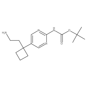 tert-butyl N-{5-[1-(2-aminoethyl)cyclobutyl]pyrimidin-2-yl}carbamate结构式
