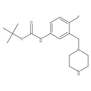 tert-butyl N-{4-fluoro-3-[(piperazin-1-yl)methyl]phenyl}carbamate Structure