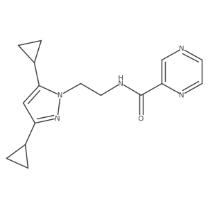 N-[2-(3,5-dicyclopropyl-1H-pyrazol-1-yl)ethyl]pyrazine-2-carboxamide结构式