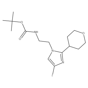 tert-butyl (2-(4-iodo-2-(tetrahydro-2H-pyran-4-yl)-1H-imidazol-1-yl)ethyl)carbamate结构式