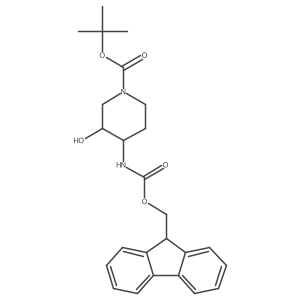 tert-butyl 4-({[(9H-fluoren-9-yl)methoxy]carbonyl}amino)-3-hydroxypiperidine-1-carboxylate结构式