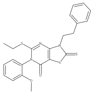5-(ethylsulfanyl)-6-(2-methoxyphenyl)-3-(2-phenylethyl)-2-sulfanylidene-2H,3H,6H,7H-[1,3]thiazolo[4,5-d]pyrimidin-7-one Structure